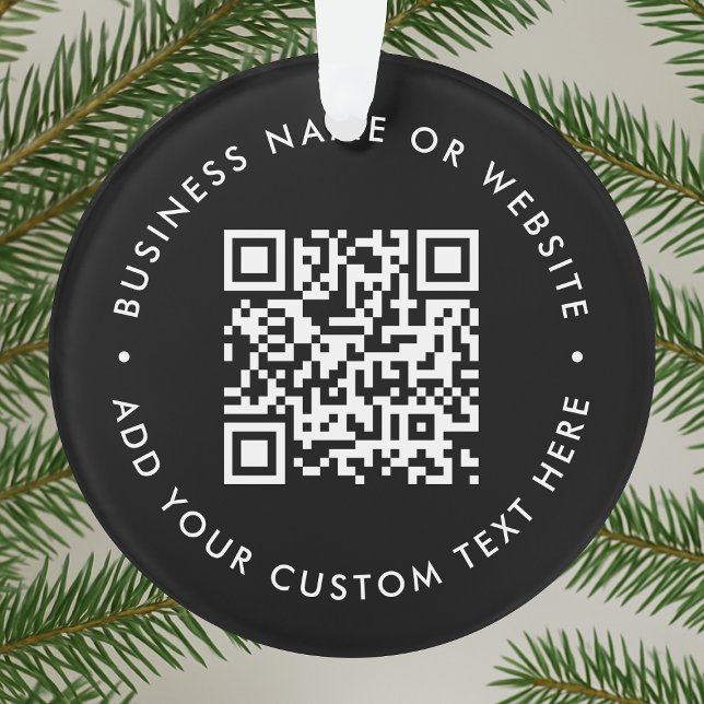 Code QR | Black Business Modern Christmas (Modern promotional ornament with editable QR code for professional corporate gifting)