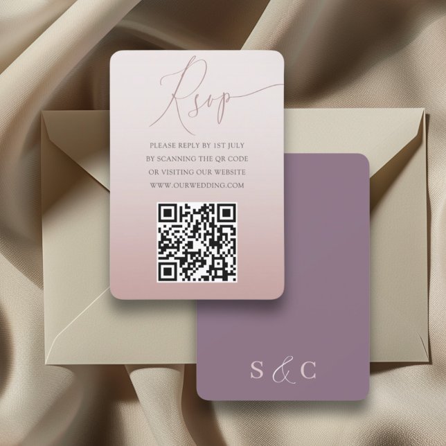 Code QR Boho Rose Gold Simple RSVP Mariage (Créateur téléchargé)