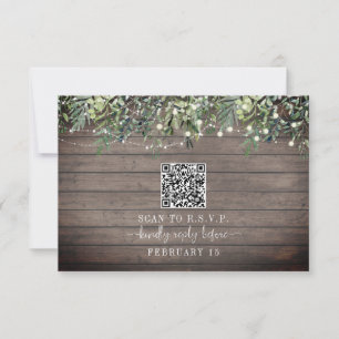 Code QR Bois rustique Botanique Mariage RSVP