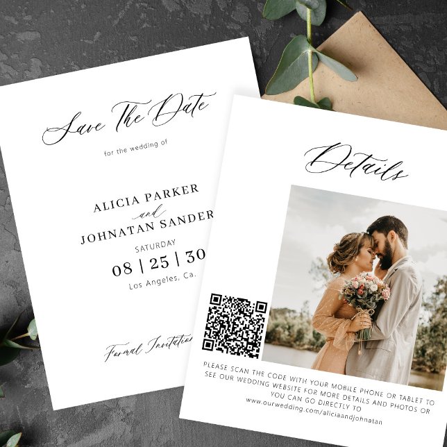 Code QR budget élégant photo mariage économiser la (Créateur téléchargé)