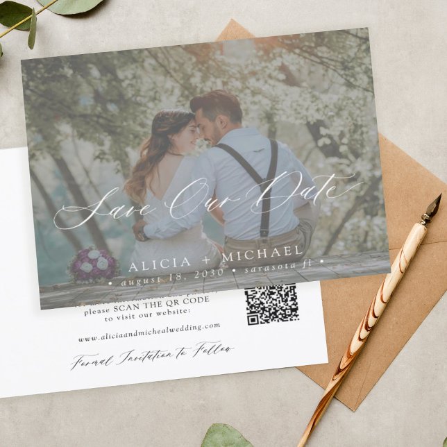 CODE QR budget élégant photo mariage invitation à  (Créateur téléchargé)