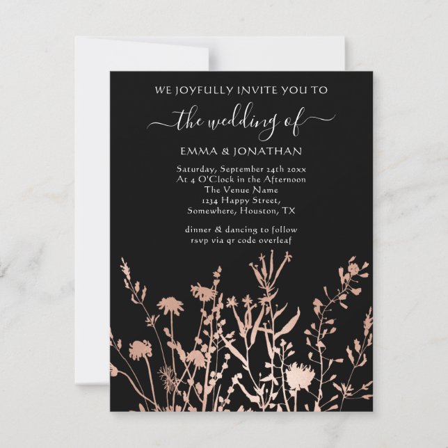 Code QR Budget Fleurs de Prairie Noir Blanc (Devant)