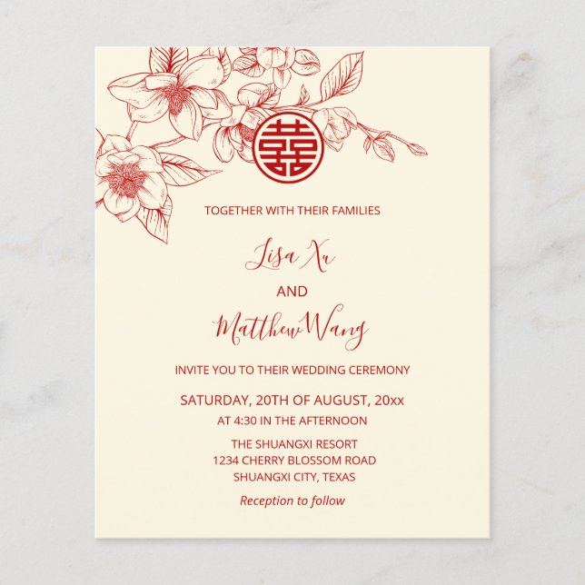 Code QR BUDGET | Magnolia Cream Mariage chinois (Devant)
