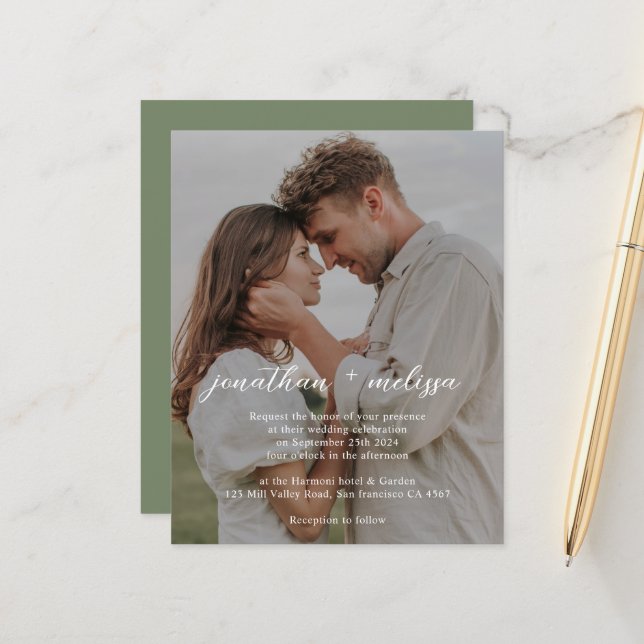 Code QR BUDGET Mariage Élégant Vert Sauge Profond (Devant/Arrière en situation)
