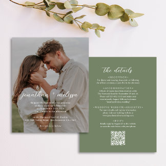 Code QR BUDGET Mariage Élégant Vert Sauge Profond
