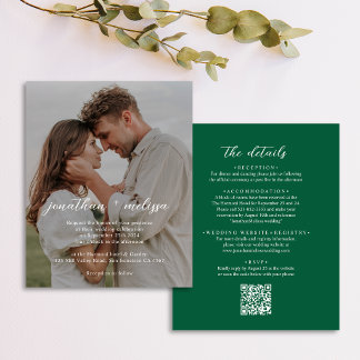 Code QR BUDGET Mariage Photo Vert Émeraude Élégant