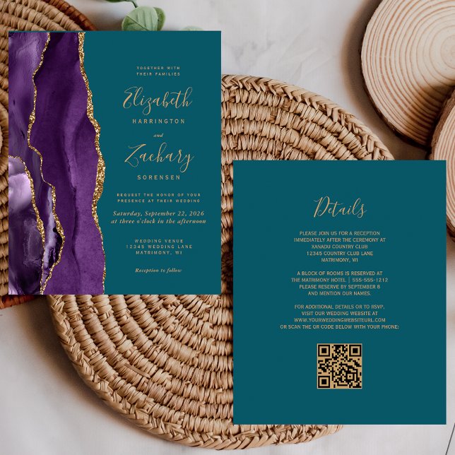 Code QR Budget Mariage Violet Or Agate Sarcelle (Créateur téléchargé)