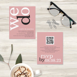 Code QR BUDGET Texte Rose Poussiéreuse Invitation