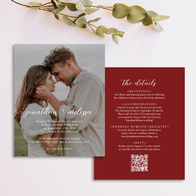 Code QR BUDGETAIRE Élégant Rouge Canneberge Photo  (Créateur téléchargé)