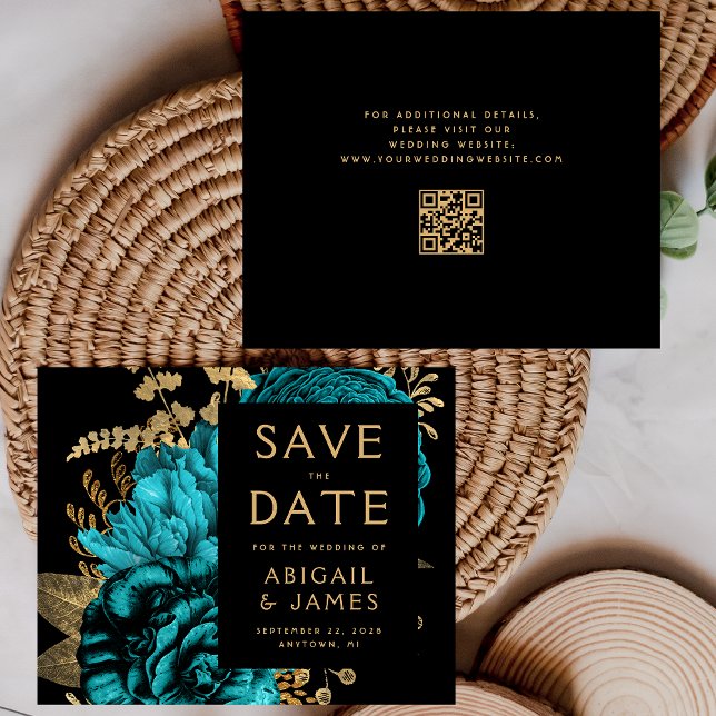 Code QR budgétaire Fleurs de mariage sarcelle Enre (Créateur téléchargé)
