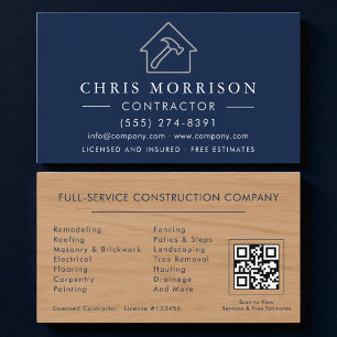 Code QR Carte de visite Construction Bois Bleu Mar