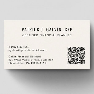 Code QR Carte de Visite Crème pour Planificateur F