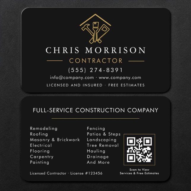 Code QR Carte de Visite Entrepreneur Or Noir (Créateur téléchargé)
