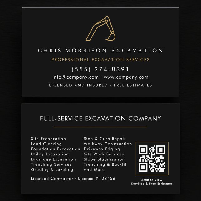 Code QR Carte de visite excavatrice Équipement lou (Créateur téléchargé)