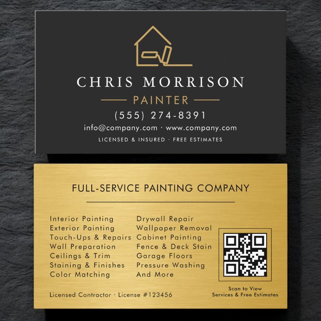 Code QR Carte de visite Gold Roller Service de Pei (Créateur téléchargé)