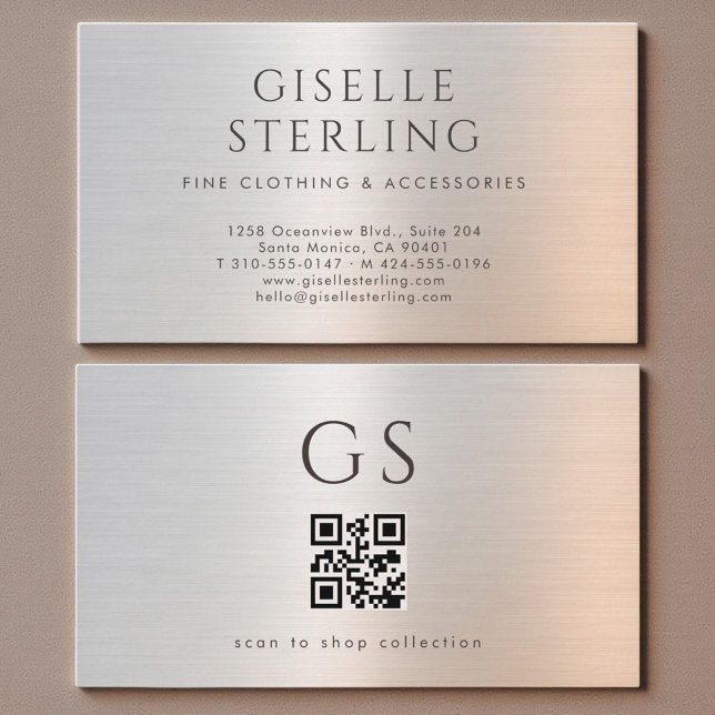 Code QR Carte de visite Luxe Métallisé pour Boutiq (Créateur téléchargé)