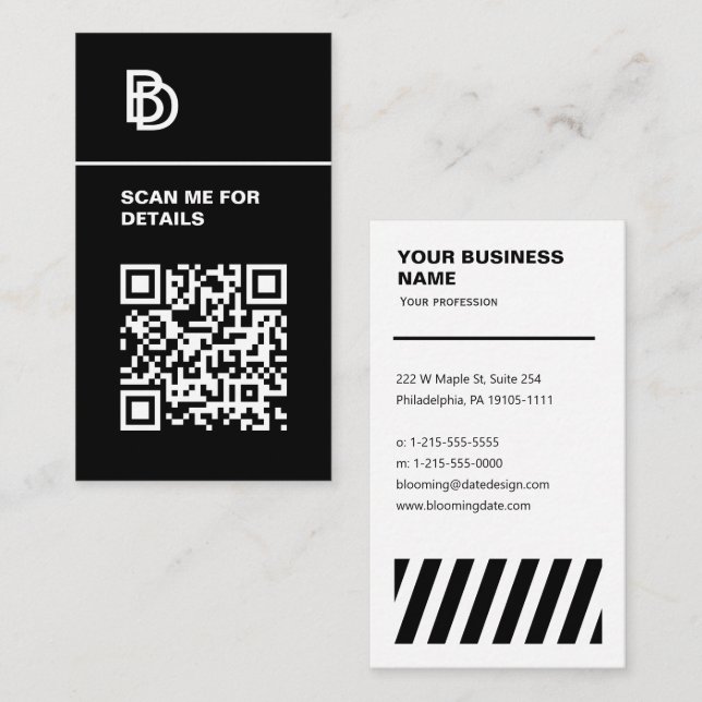 Code QR - Carte de visite professionnel (Devant / Derrière)