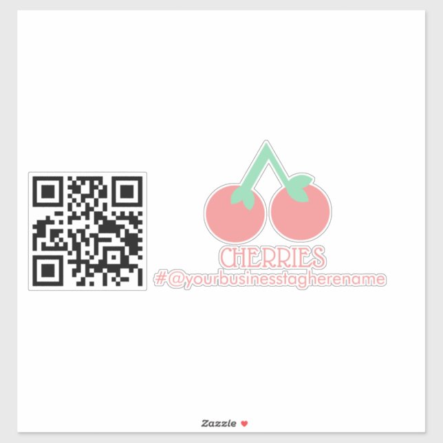 Code QR Cerises Nom de l'entreprise Autocollant de (Feuille)