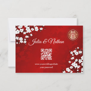 Code QR Cherry Blossom Red RSVP Mariage chinois