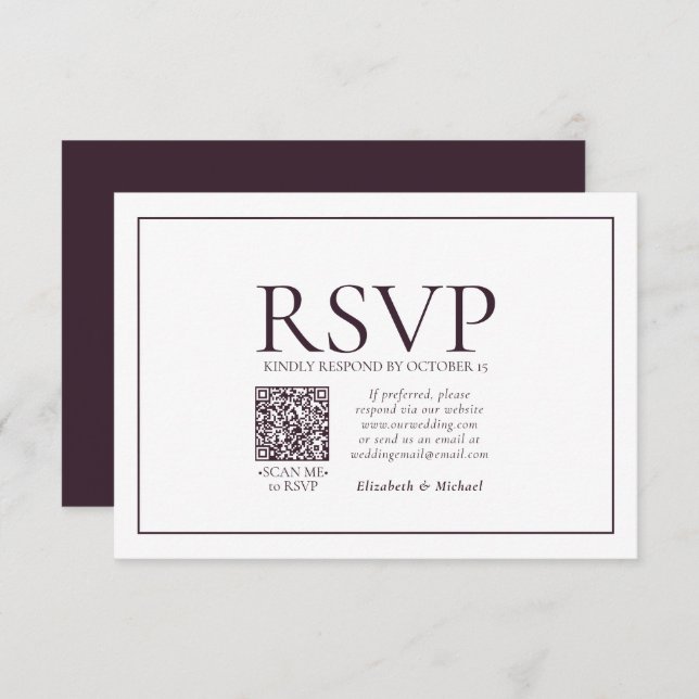 Code QR classique Plum formel Mariage RSVP (Devant / Derrière)