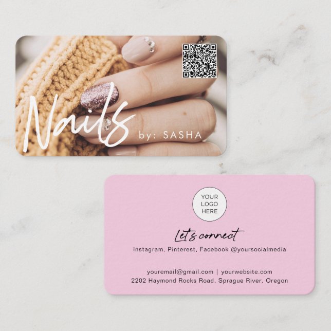 Code QR clous photo cartes de visite (Devant / Derrière)
