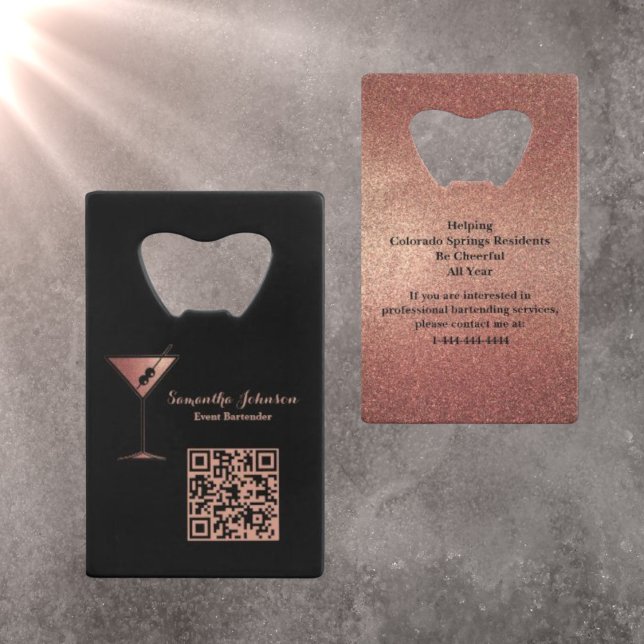 Code QR de barman d'événement Paillettes Rose Gold (Créateur téléchargé)