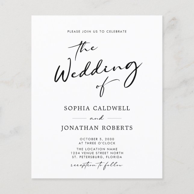 Code QR de budget Invitation de mariage de calligr (Devant)