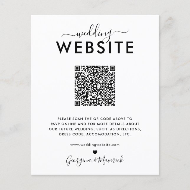 Code QR de budget RSVP Détails du site Web de mari (Devant)