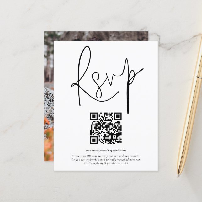 Code QR de budget Script Photo Réponse de mariage (Devant/Arrière en situation)