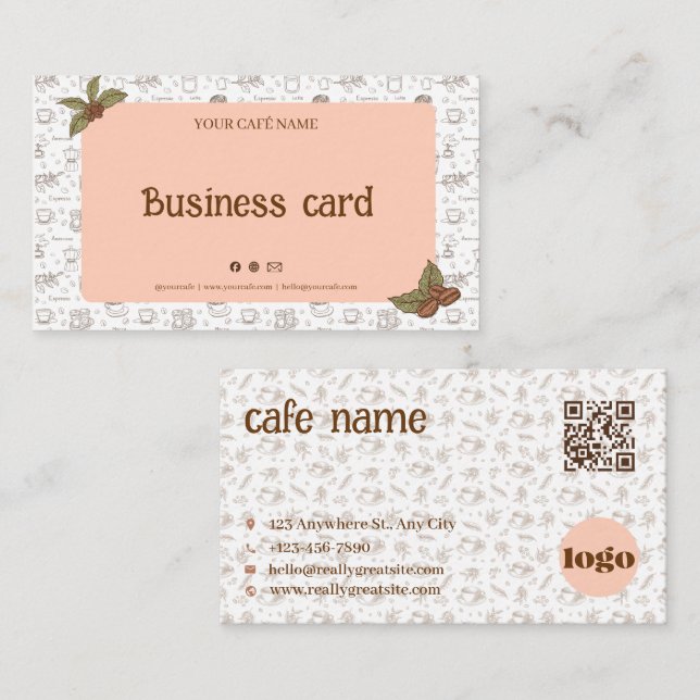 Code QR de carte de visite de Boho Café Logo (Devant / Derrière)