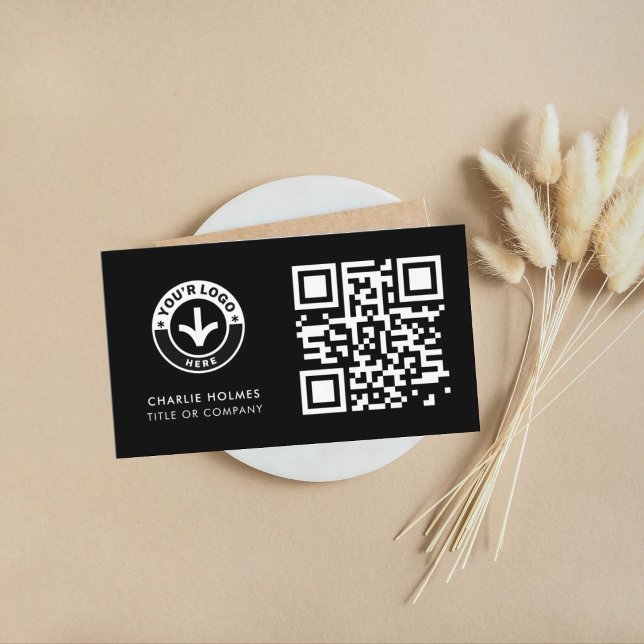Code QR de Carte de Visite | Design Moderne Noir (Créateur téléchargé)