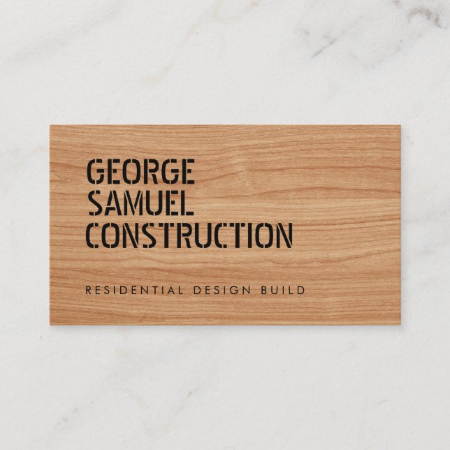 Code QR de carte de visite en bois de construction (Devant)