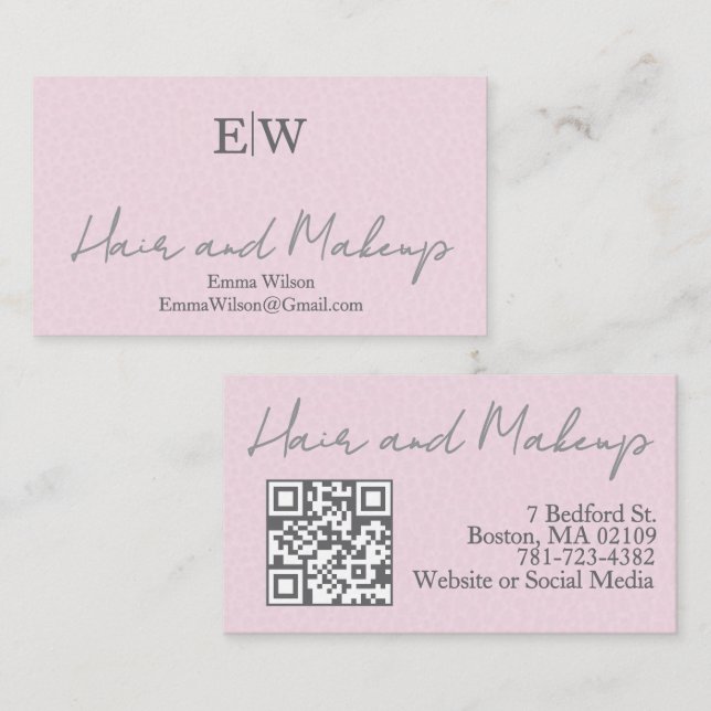Code QR de carte de visite pour entreprise de beau (Devant / Derrière)