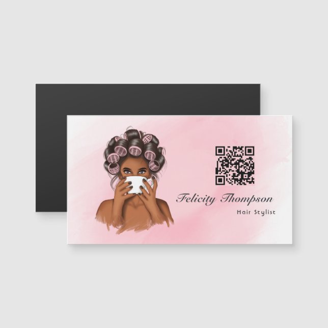 Code QR de coiffeur rose chic (Devant / Derrière)