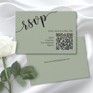 Code QR de couleur vert sauge avec réponse RSVP à 