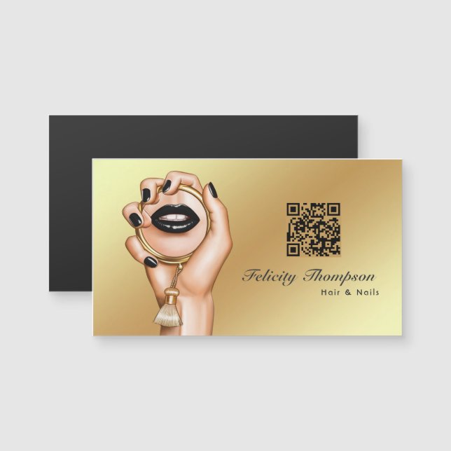 Code QR de maquilleuse Noir et Or (Devant / Derrière)