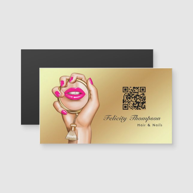 Code QR de maquilleuse Rose et Or (Devant / Derrière)