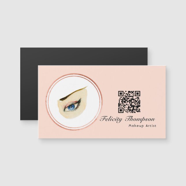 Code QR de maquilleuse Rose Gold et Blush Pink (Devant / Derrière)