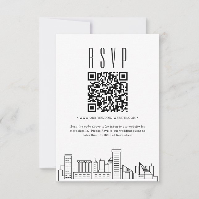 Code QR de mariage à Baltimore pour RSVP (Devant)
