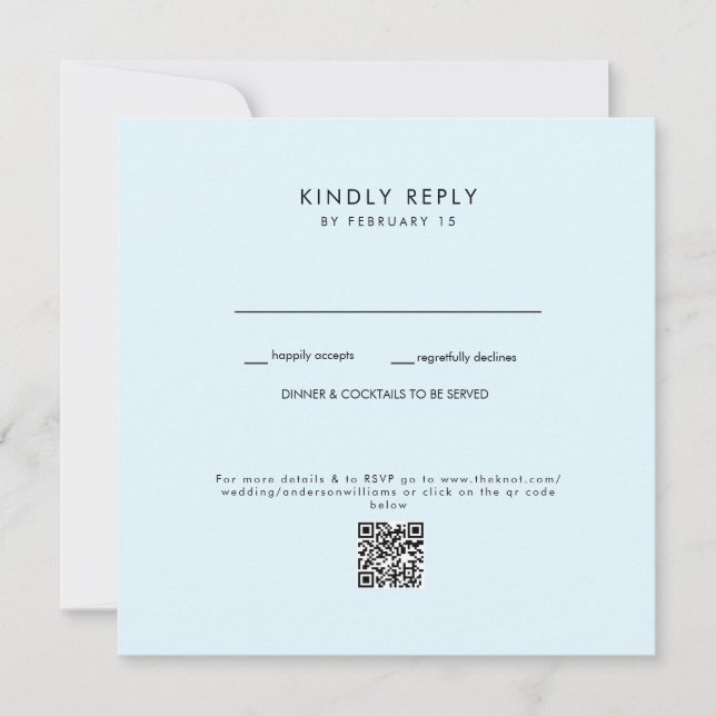 Code QR de mariage bleu II RSVP (Devant)