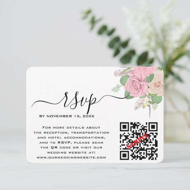 Code QR de mariage bohème personnalisé RSVP  (Debout devant)