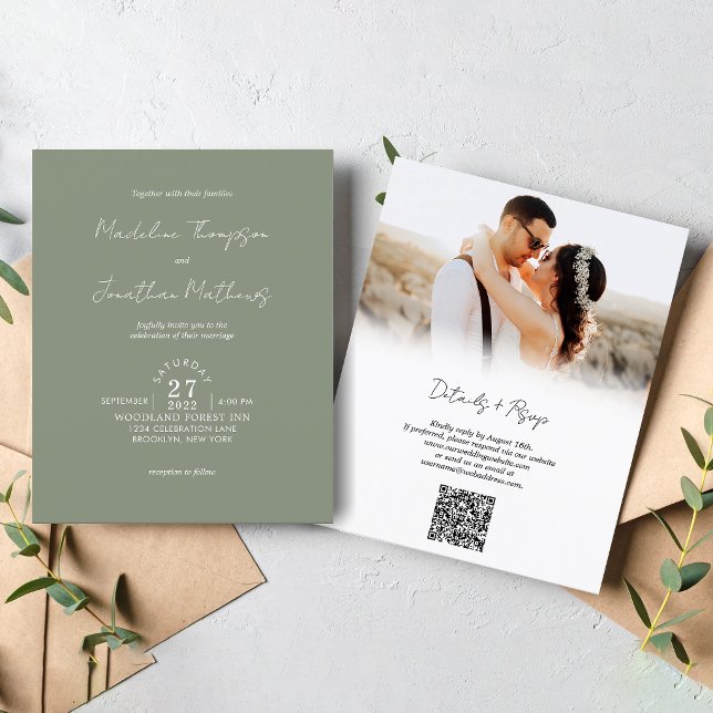 Code QR de mariage économique avec photo de sauge  (Créateur téléchargé)