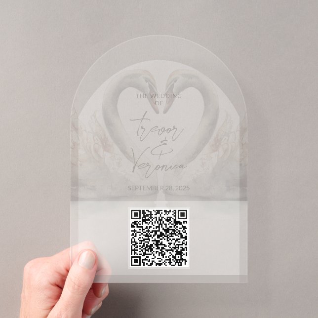 Code QR de mariage Invitation Cygne (In situ (ordinateur de poche))
