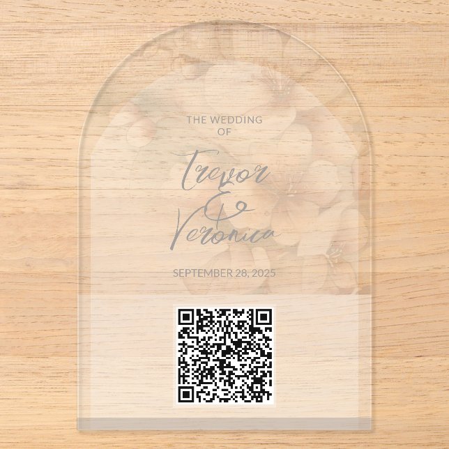 Code QR de mariage Invitation Fleur de Cerisier (Recto)