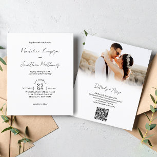 Code QR de mariage minimaliste rustique à petit bu