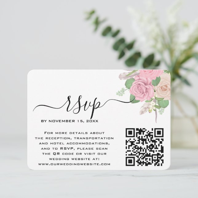 Code QR de mariage personnalisé Boho RSVP  (Debout devant)