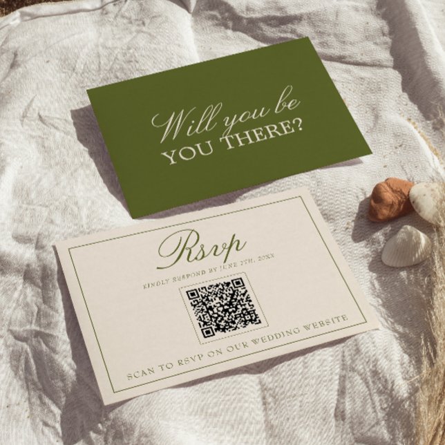Code QR de mariage RSVP vert olive élégant à l'anc (Créateur téléchargé)