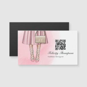 Code QR de monogramme de créateur de mode rose