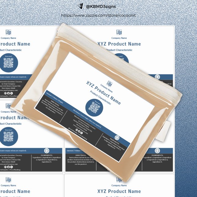 Code QR de point bleu minimal grand Étiquette de p (Minimal Blue Dot QR Code Large Product Label)