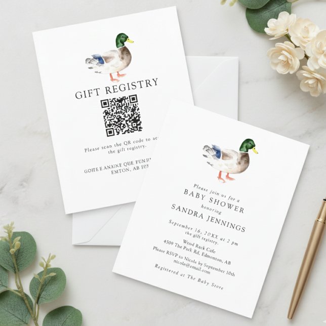 Code QR de registre de bébé Shower Canard à budget (Créateur téléchargé)